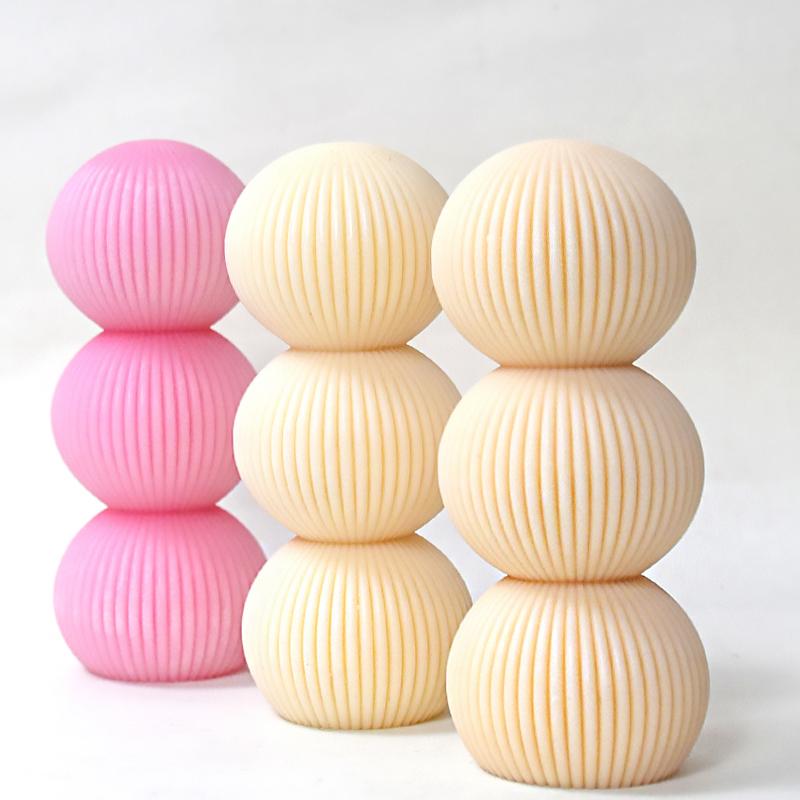 Two Sizes Ribbed Pillar Candle Mold Cylindrical Aesthetic Silicone Mould Geometric Abstract Decorative Striped Soy Wax Mold
