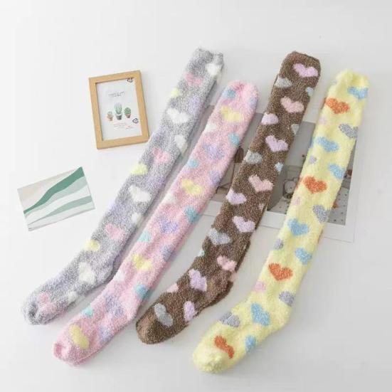 Women Long Floor Socks Soft Fluffy Over Knee Socks Colorful Warm Thick Thigh High Socks for Home Indoor Wear Bedroom Sleeping
