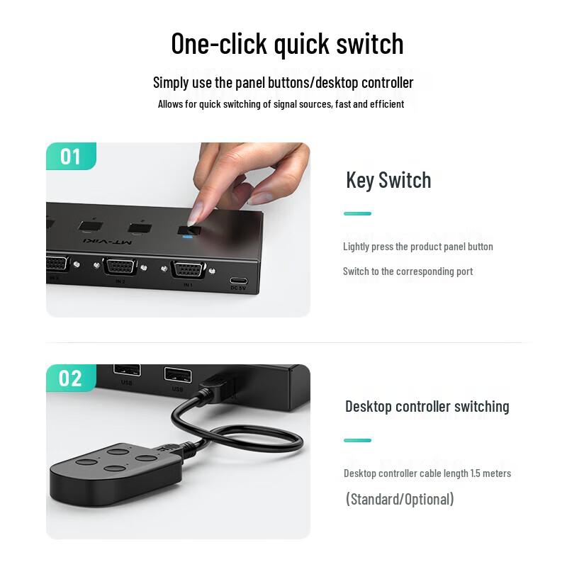 MT-viki 4-Port VGA KVM Switch with Desktop Controller