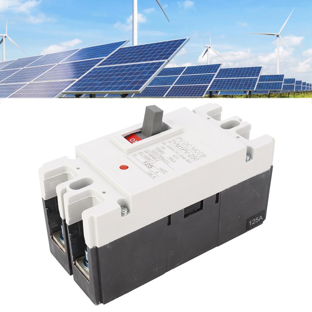 DC1000V 125A Molded Case Circuit Breaker with Switch 2P MCCB Solar Battery Circuit Breaker Switch