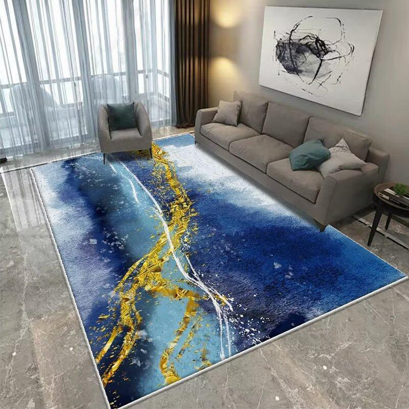 Modern CARPET FOR LIVE ROOM Non-slip Home Decoration Luxury Light Luxury Golden Blue Area Rug Washable Parlor Mat Bedside Room