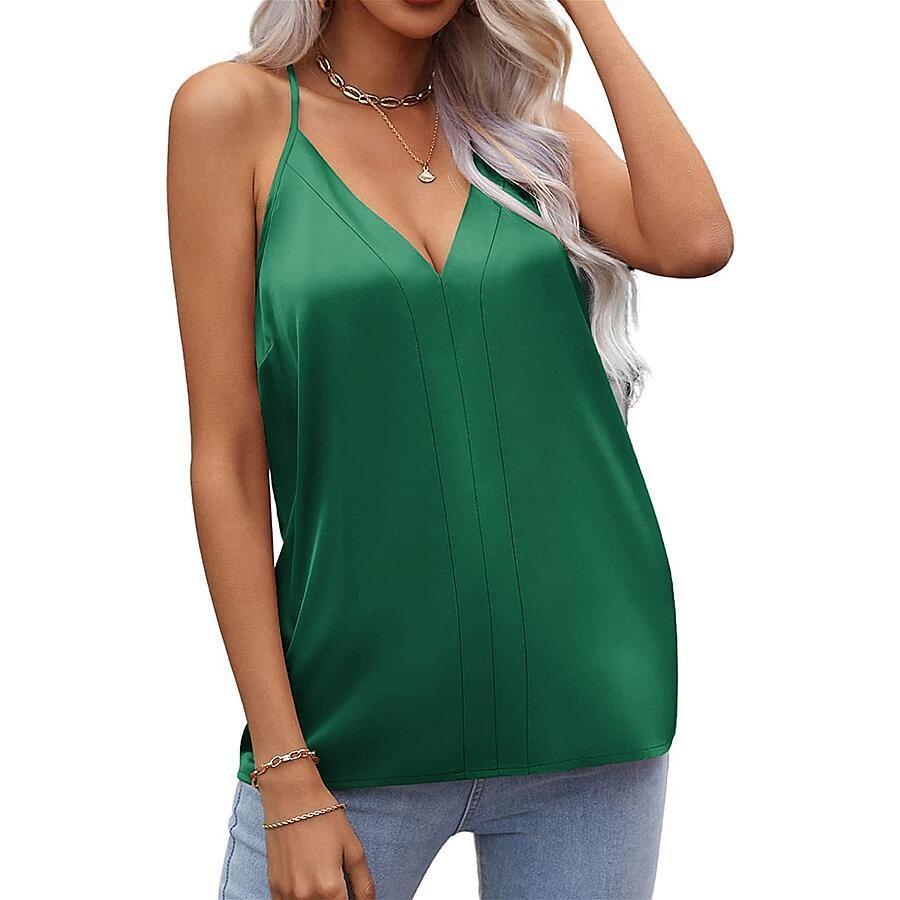 Women's Casual Solid Colour Sleeveless Neck V-Neck Camisole Slim Fit Tank Top