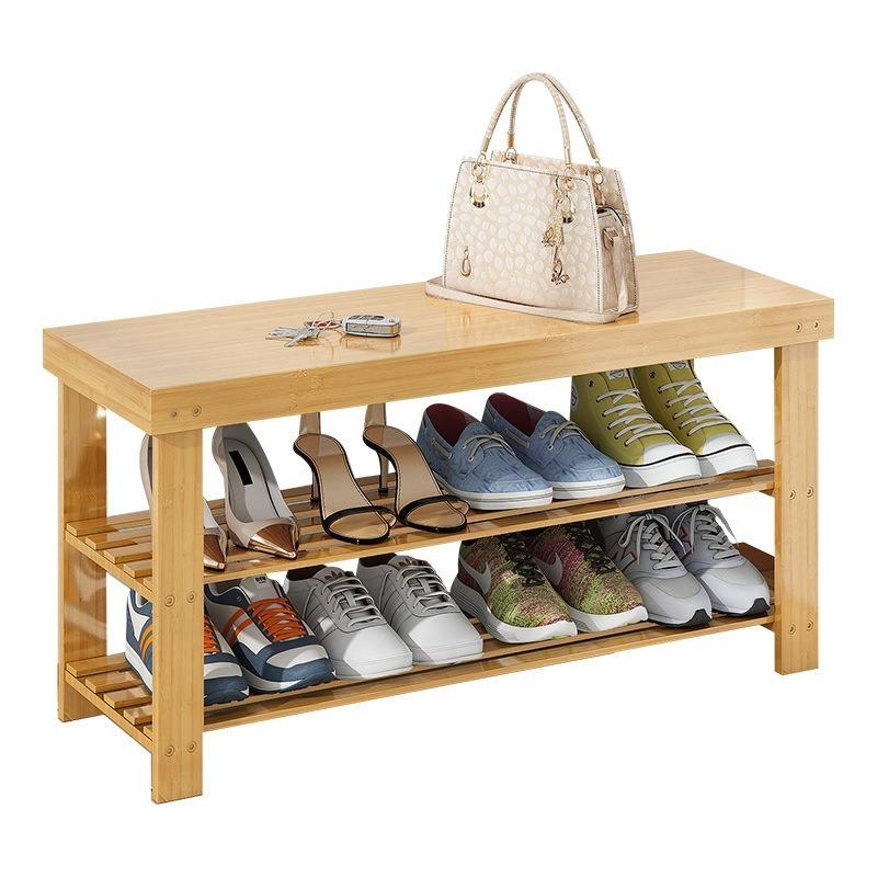 Simple Bamboo Shoe Cabinet Multi-layer Shoes Shelf Shoe Rack Household Dormitory Dustproof Shoe Shelf Flower Stands Stools