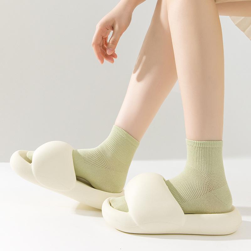 Female Summer Cotton Breathable and Sweat Absorbing Mesh Girdle Waist Sports Boneless Anti Pilling Tube Socks