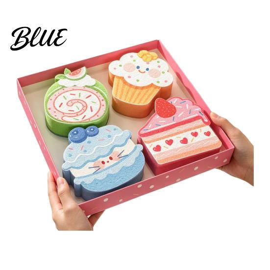 Kitchen Cleaning Sponges Double-Sided Cellulose Scrub Sponges Cute Dessert Patterns Non-Scratch Wood Pulp Soft Compressed Sponge Sponge Quick Drying