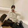 Early Spring Atmosphere Sweet Lace-up Single-breasted Loose Knitted Coat Women's Long-sleeved Simple Solid-color Coat