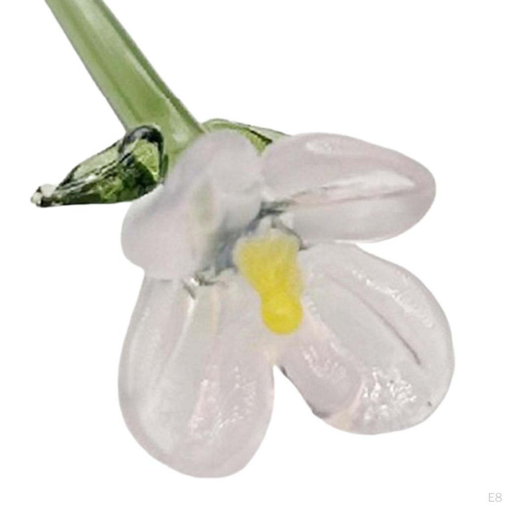 Mini Glass Flower Artificial Crafts Decorative Ornament Decoration for Mom Wife Mother's Day