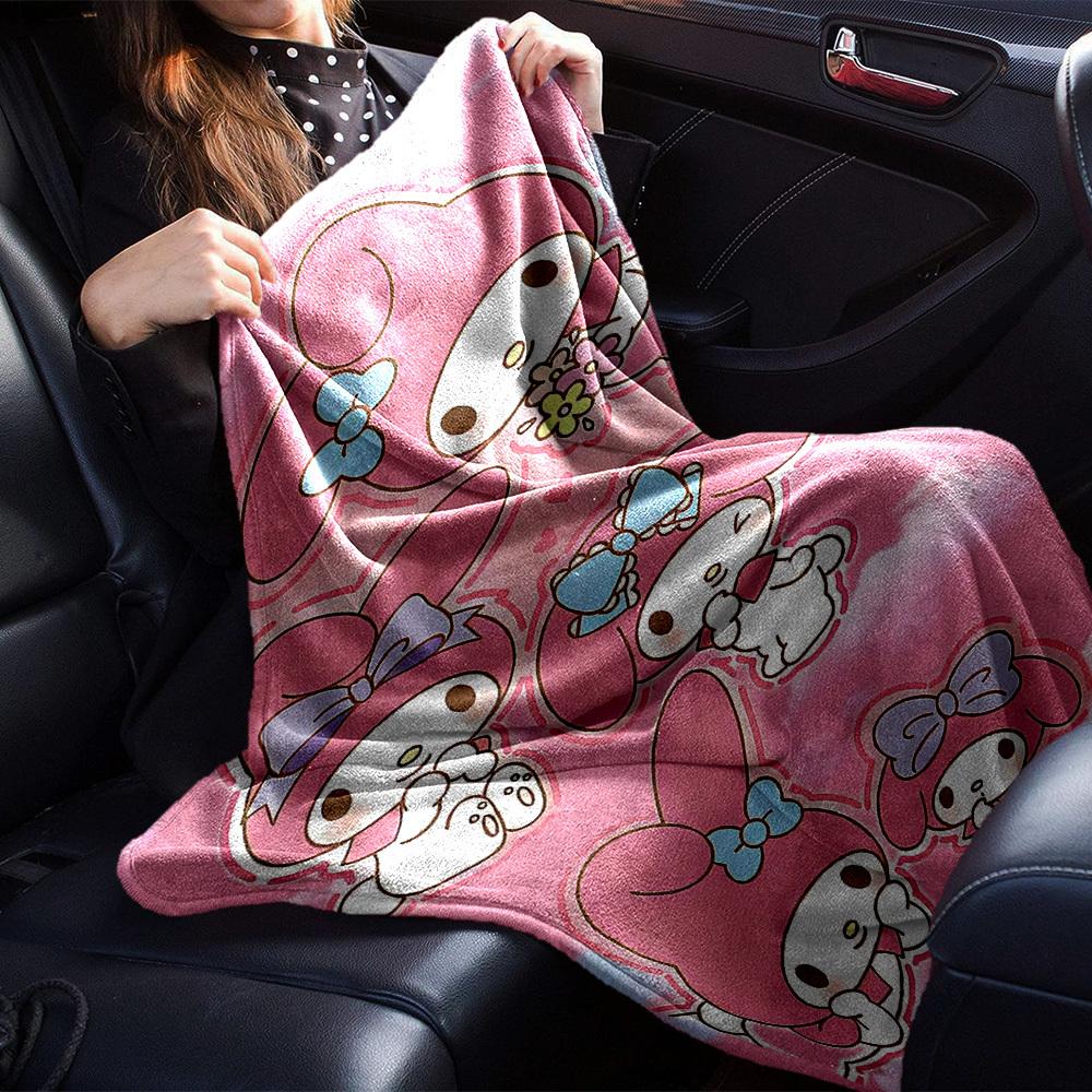1pc My Melody Blanket Lightweight Flannel Throw for Sofa Bed Travel Camping Livingroom Office Couch Chair