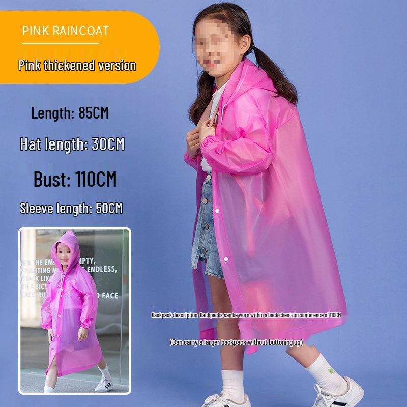 Wasserdichter, transparenter Regenponcho für Kinder mit Platz für Rucksack - Verdicktes Einteiler-Design für Jungen & Mädchen