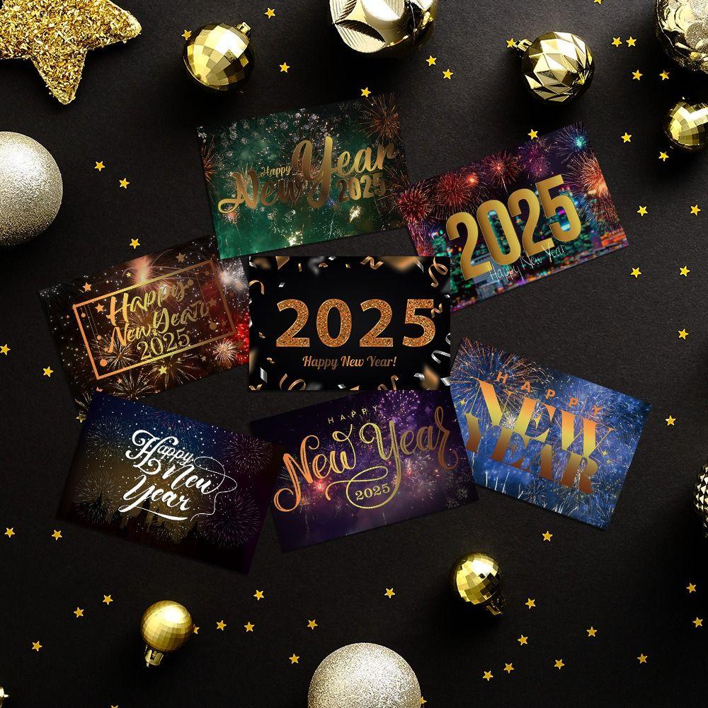 

12 шт. Складана новорічна вітальна листівка 2025 року, фестивальна листівка з повідомленням, партійні приналежності Style 2