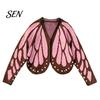 Costume di Halloween Maglieria Estetica Shawl Cardigan a Maglia Farfalla, Poncho a Manica Pipistrello Aperto Davanti Abbigliamento Artistico per Festival per Donne Mantellina,