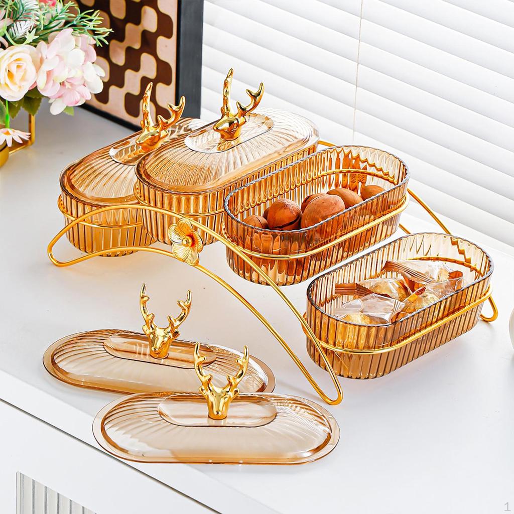 Dried Fruit Dish Nuts Platter with Lid Bowl Holder Snack Plates Serving Tray for