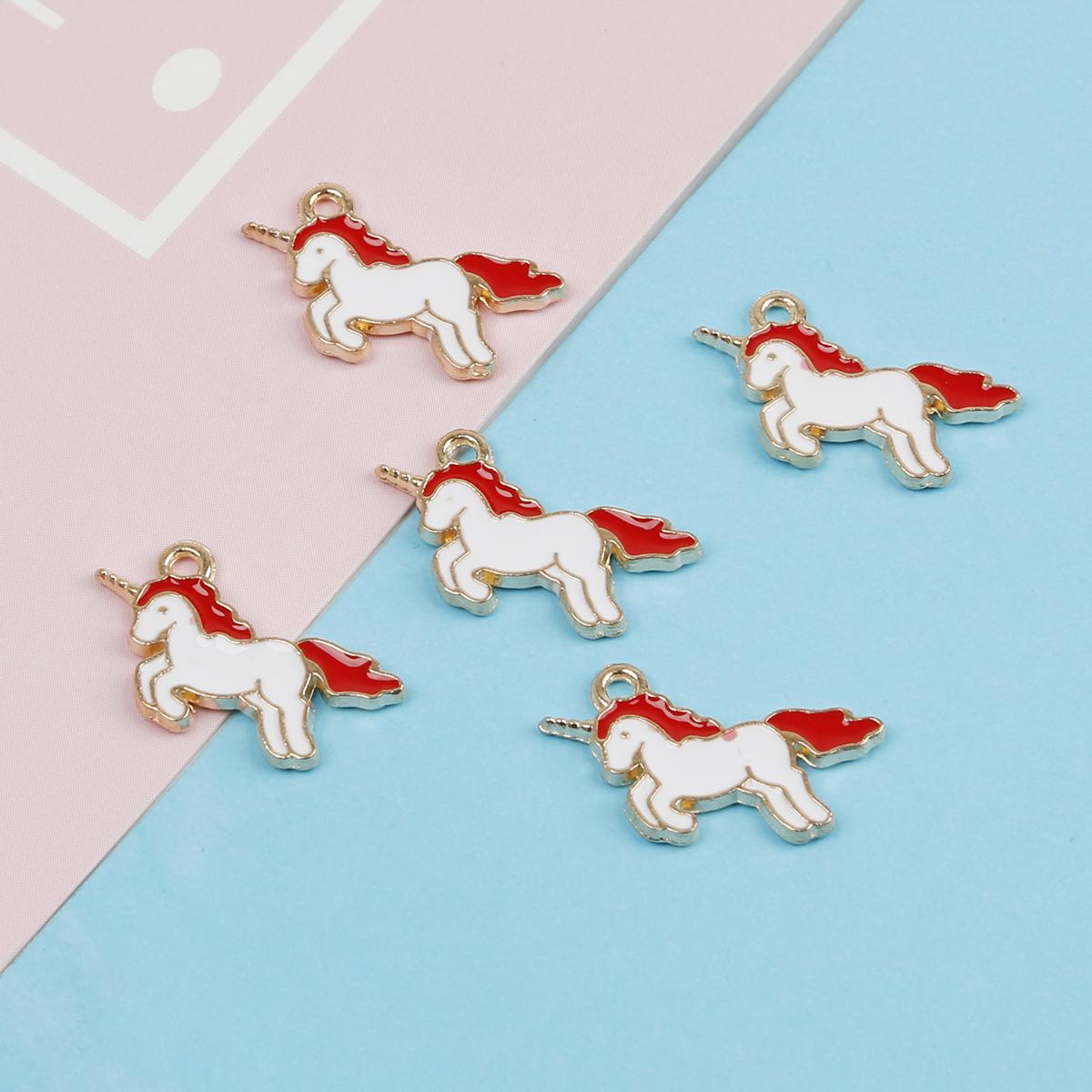 

10 шт. 14x21 мм, модные милые эмалированные подвески в виде единорога, подвеска для ожерелья, браслета, аксессуары для изготовления ювелирных изделий своими руками красный