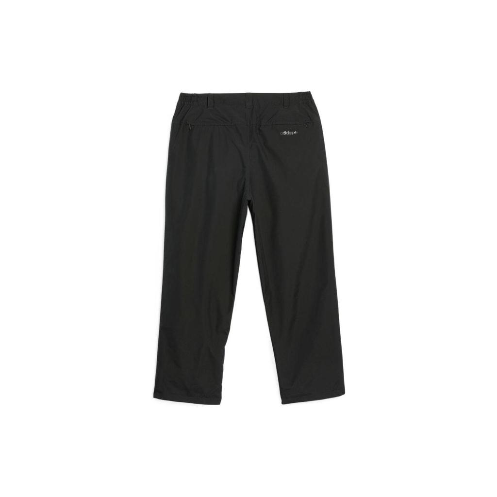 adidas Originals Solid Color Mid Waist Loose Straight Leg Casual Pants Men Bottoms Black HK9889