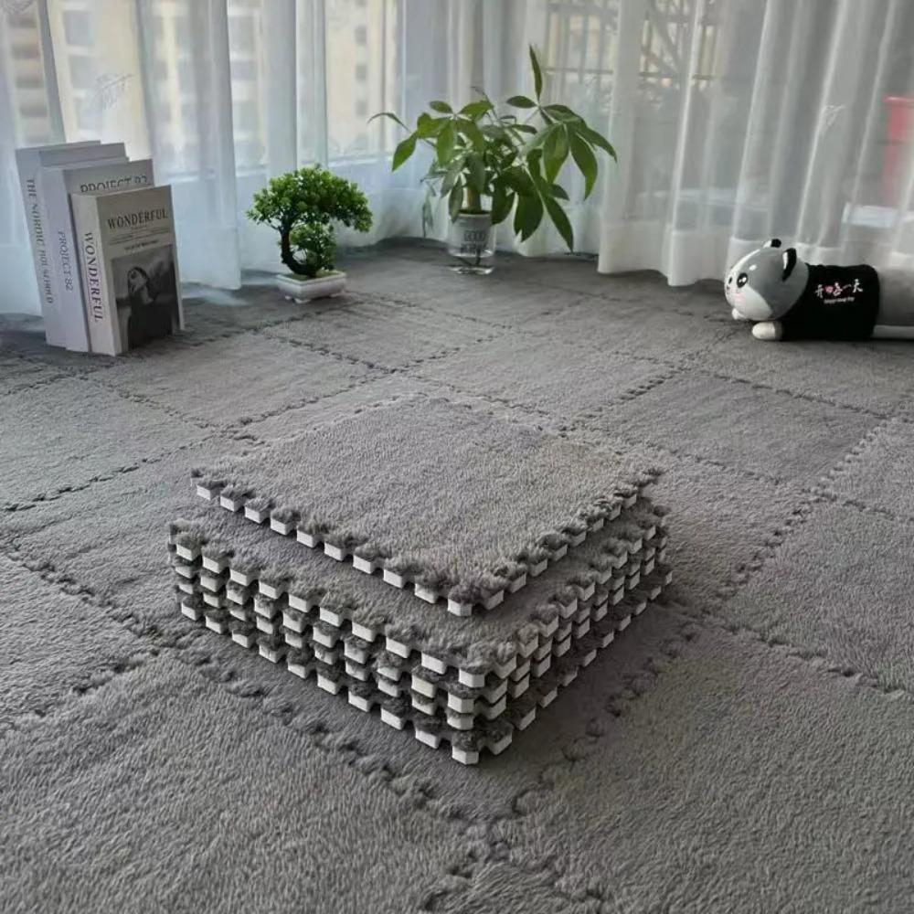 12Pcs Soft Plush Baby Play Mat Puzzle Carpet Interlocking Exercise Tiles Floor Rug for Kid Pad Baby Room Warm Game Mat 30*30*1CM