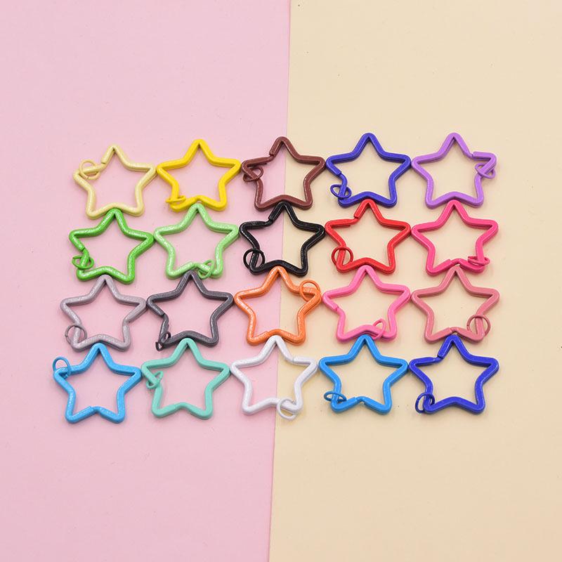 35mm Colorful Iron Star Keychain Ring for DIY Jewelry