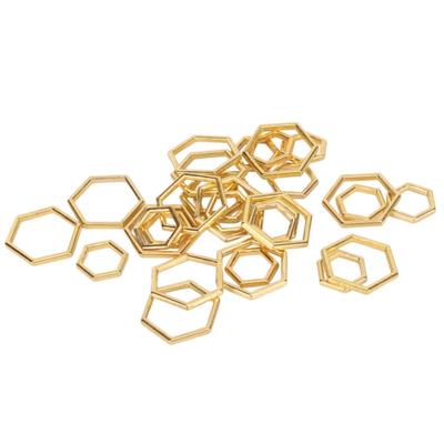 30 Stück Sechseckige Strickmaschenmarkierer Galvanikverfahren Lichtbeständig Zinklegierung Für DIY-Basteln Gold