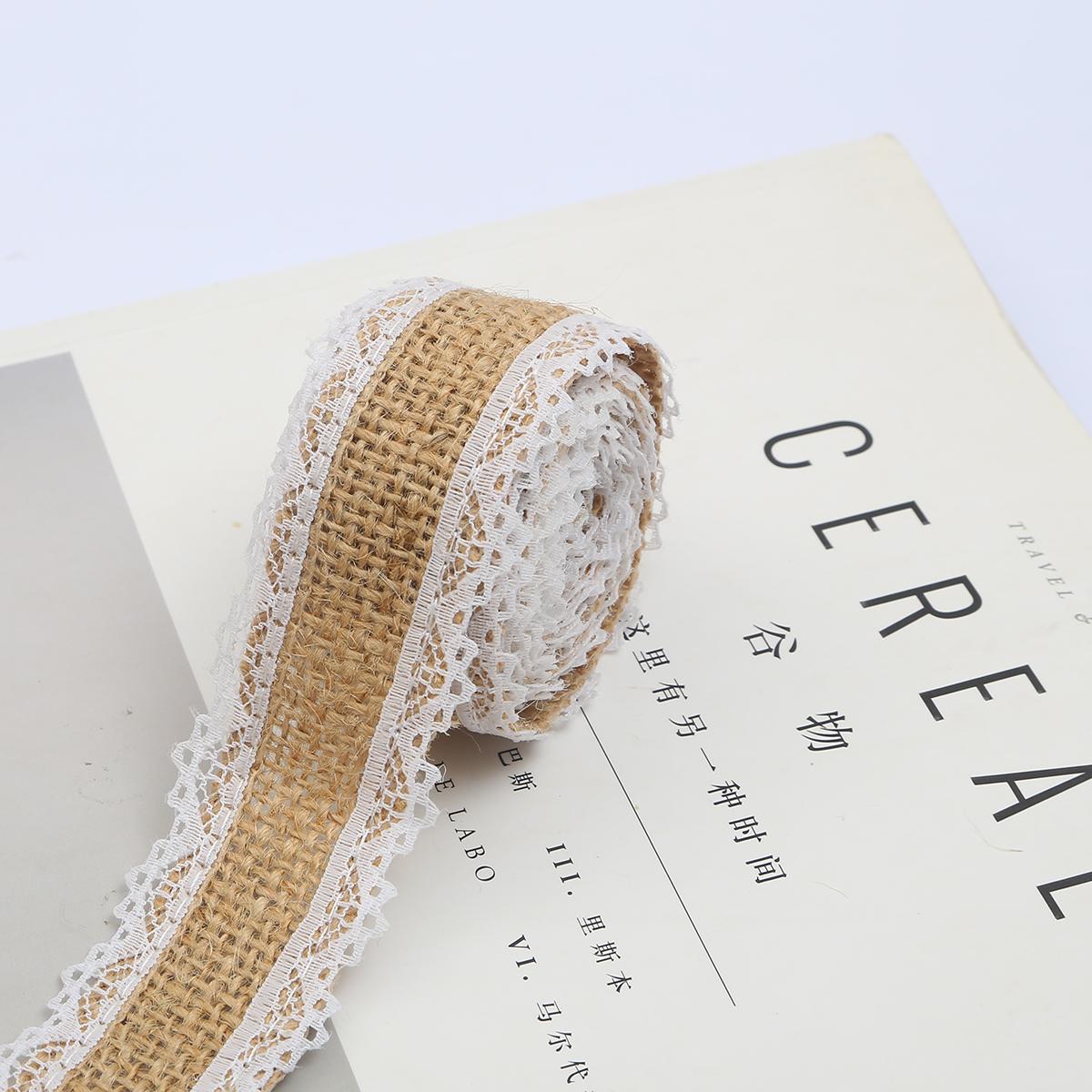 

2 м/рулон натуральная джутовая лента из мешковины с белой кружевной отделкой по краю, деревенский винтажный свадебный декор, гессианское кружево, джутовый рулон, сделай сам, товары для рождественской вечеринки 3.5cm