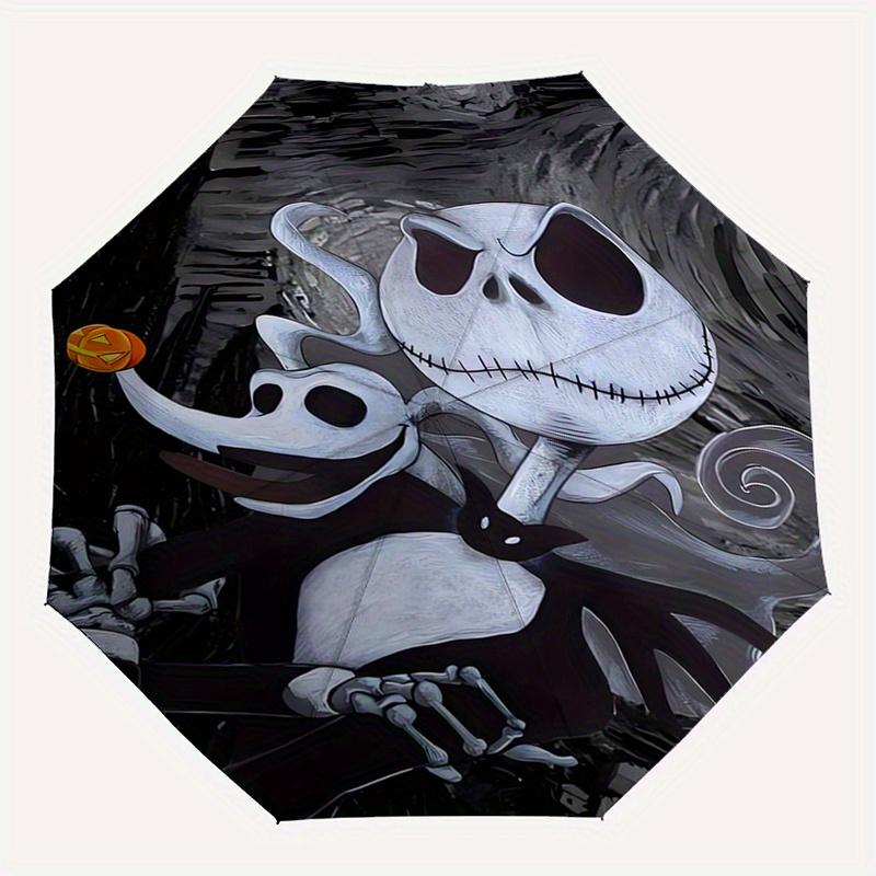 Jack Skellington, Nightmare Before Christmas Automatisches Öffnungs- und Schließschirm - 8-Rippen FaltDesign, Leicht und Tragbar, Geeignet