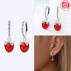 Earrings 925 Silver Sunflower Doughnut Strawberry Flower Cherry Earrings Jewelry Women Anniversary Gift