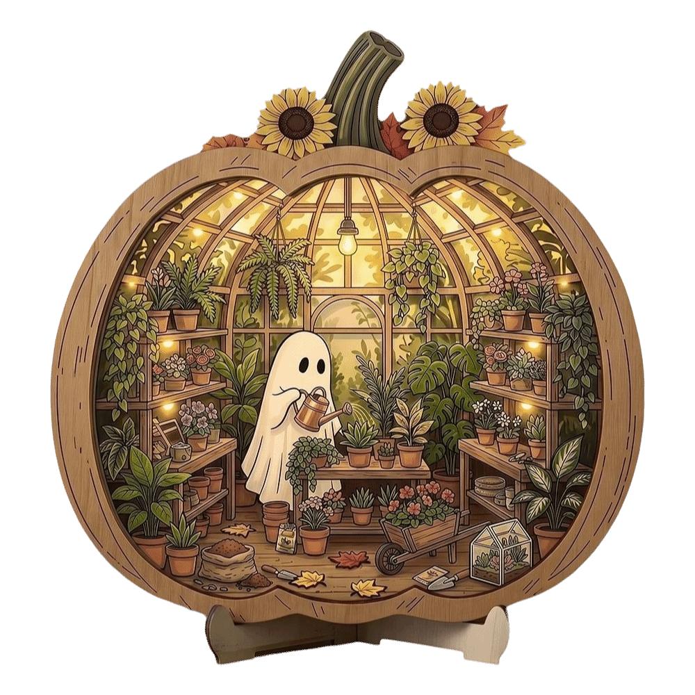 20cm Halloween Ornaments Wooden Halloween Decorative Plate Home Decor Pumpkin Ornament  Home 20cm StyleE