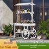 Carro Grande de Madera Maciza con Soporte de Flores Pastoral: Estante Creativo para Exhibición en Centro Comercial y Decoración Exterior