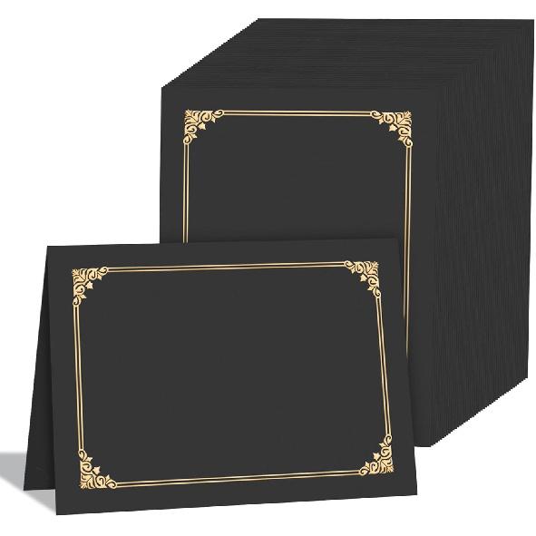 HAUTOCO 10 Pack Certificate Holders, Navy Blue Diploma Holders, Document Award Covers Certificate Folders with Gold Foil Border for 8.5x11 Letter