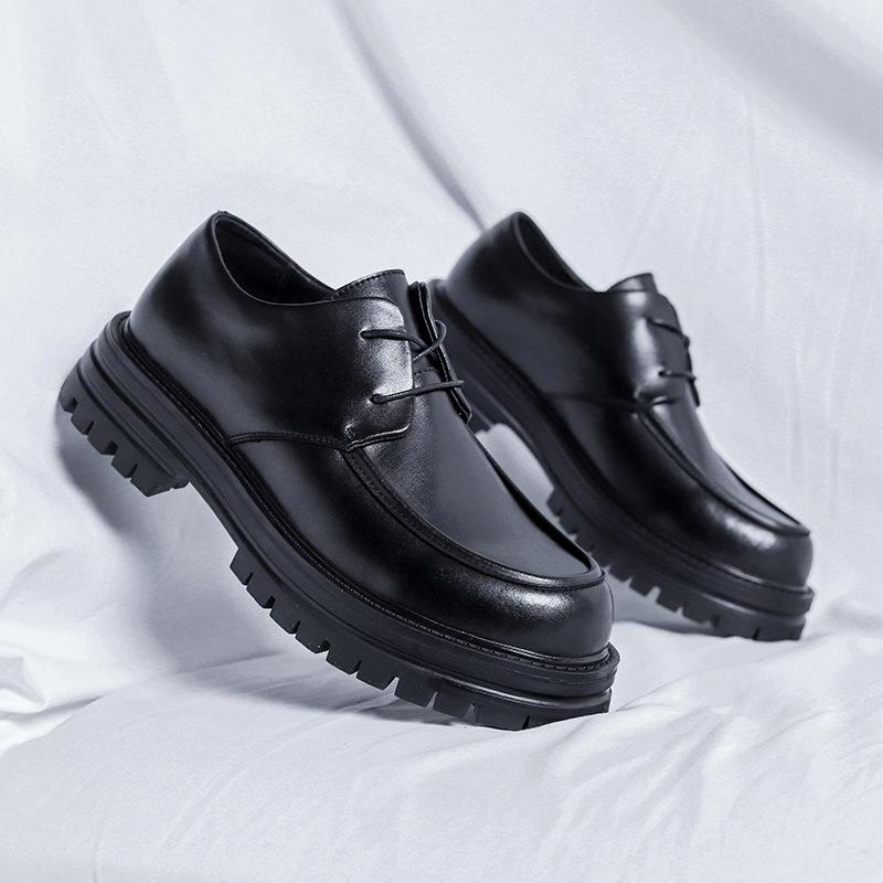 

Кожаные туфли мужские новые деловые повседневные кожаные туфли весна-осень дышащие мужские британские свадебные туфли для жениха 65226-R 38 чёрный