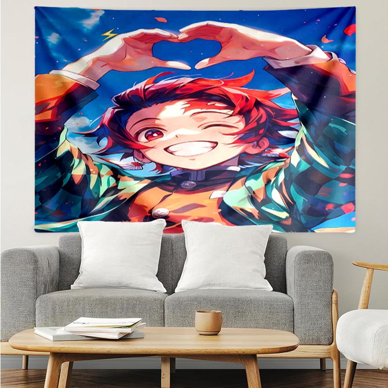 Demon Slayer Tanjiro Kamado Tapestry for Bedroom Aesthetic Classroom Tapestries Wall Hanging for Living Room Dorm Office,Ideal Creative Gift