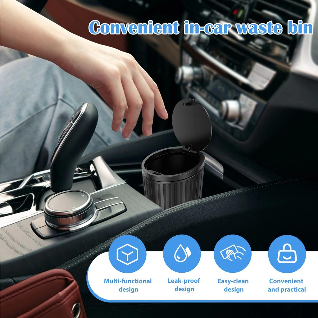 2Pcs 650ml Car Trash Can Plastic Cup Holder Dustbin with Lid Leak Proof Vehicle Garbage Bin for Car Door Pocket Seat Back Pocket