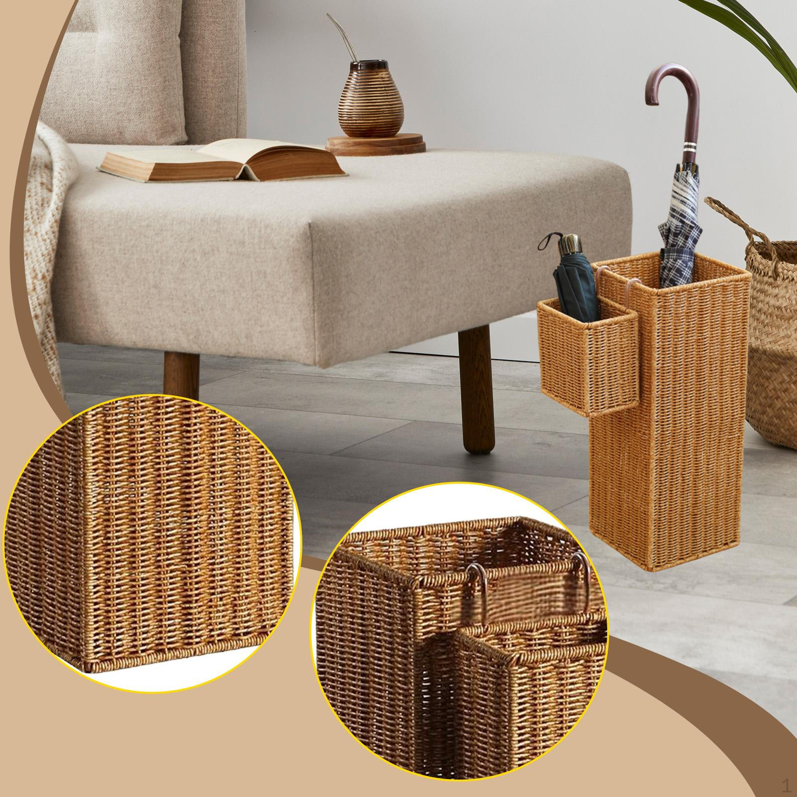 

Decorative Imitation Rattan Floor-Standing Umbrella Rack Storage Basket for Home, Entryway, Or Hotel 20x20x49 cm