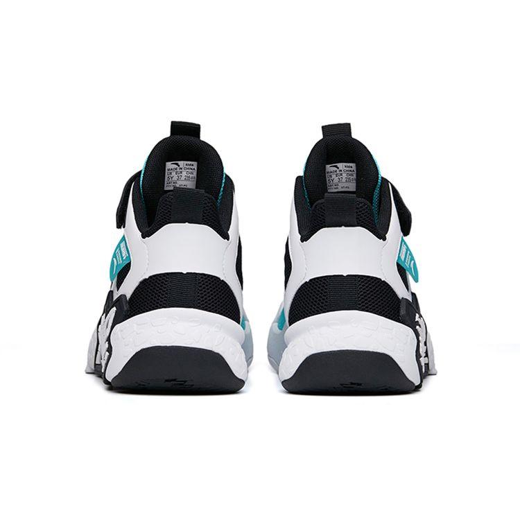 Anta Cement Nemesis Velcro Thick Sole Anti-Kick Shock Absorption Mid-Top Basketball Shoes Kids sneaker White Black Green A312131153A-5