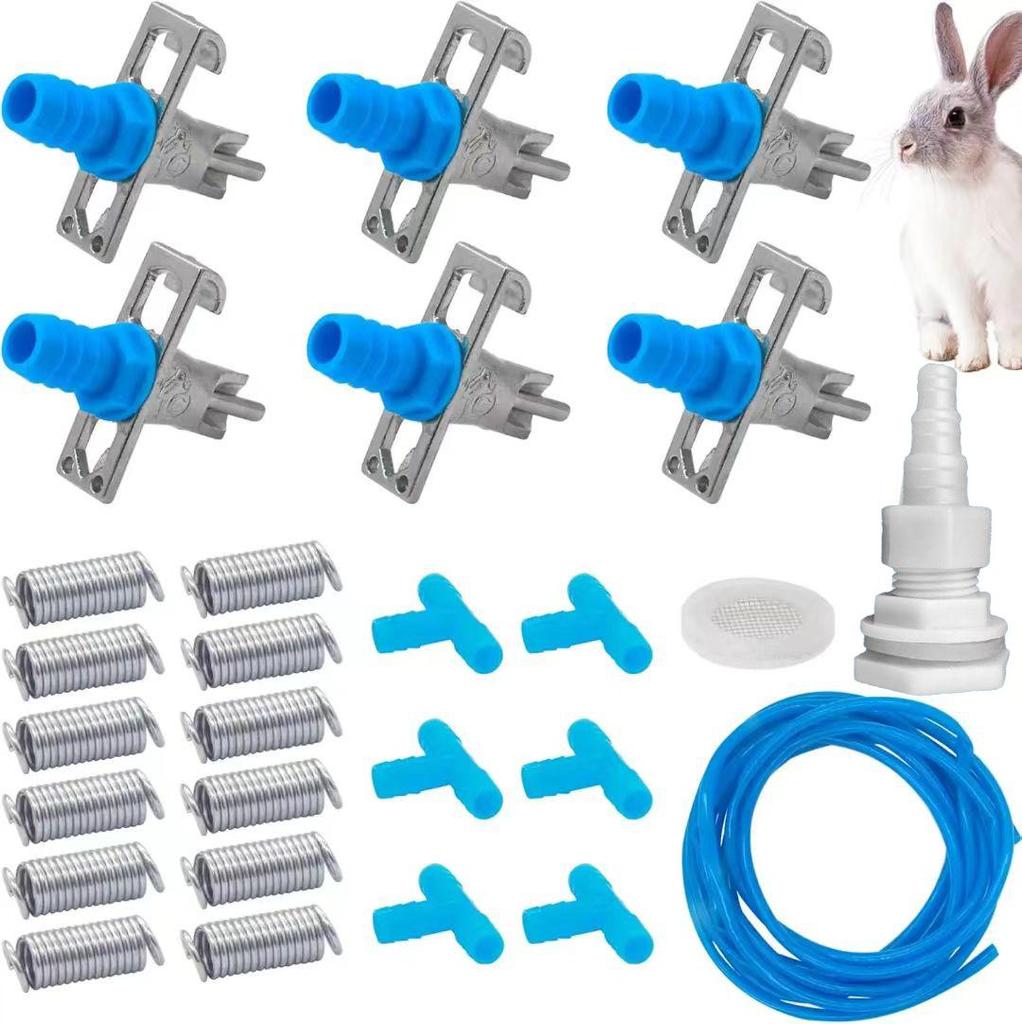 Adăpător iepure transfrontalier: Biberon cu cioc de rață cu arc dublu pentru iepuri Rex, sălbatici, de carne și de reproducție