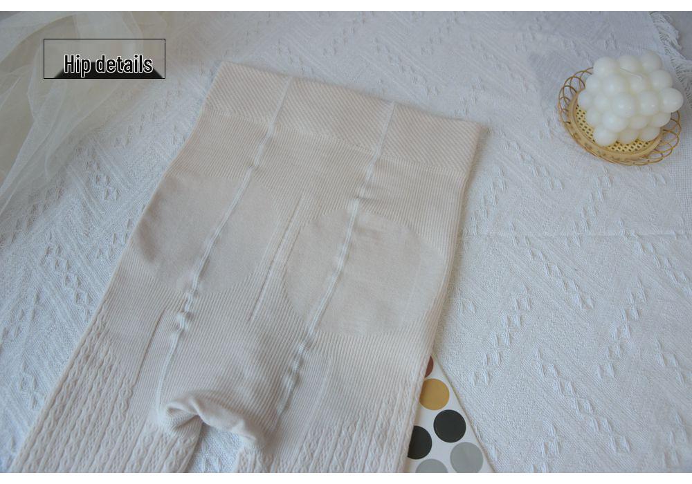 Women's Thickened Japanese Style Cable Knit White Tights with Plus Velvet & Warm Milk White JK Socks for Autumn/Winter