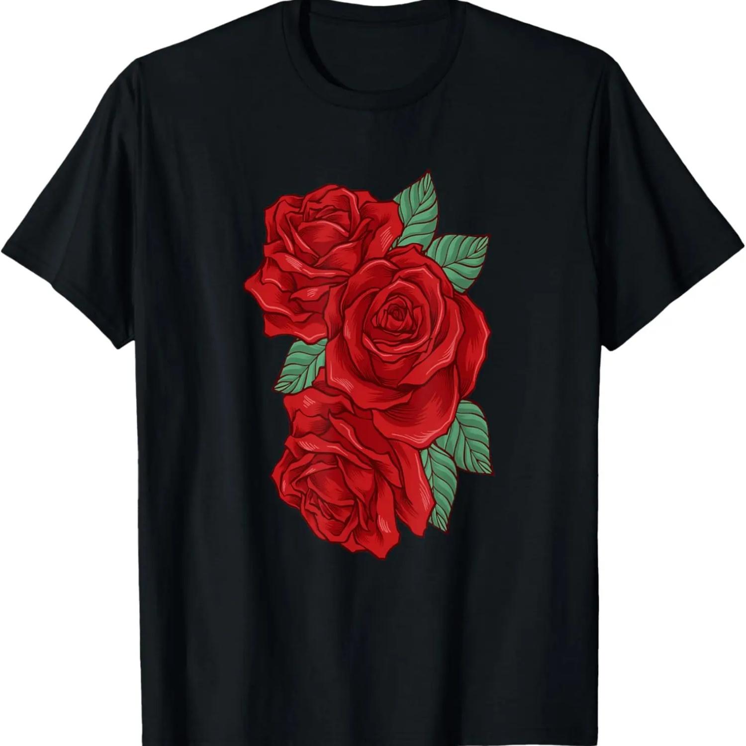 Red roses, Flowers Gardening Tatto T-Shirt S
