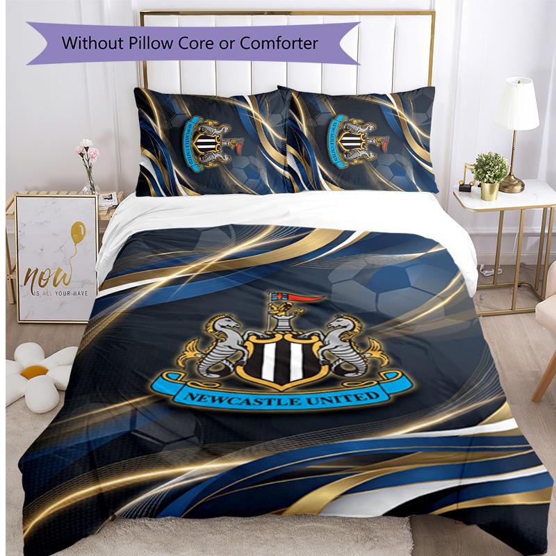 Newcastle United Football Printed 3 Pieces Bedding Set, Comfortable Skin Friendly Bedroom Duvet Cover Set