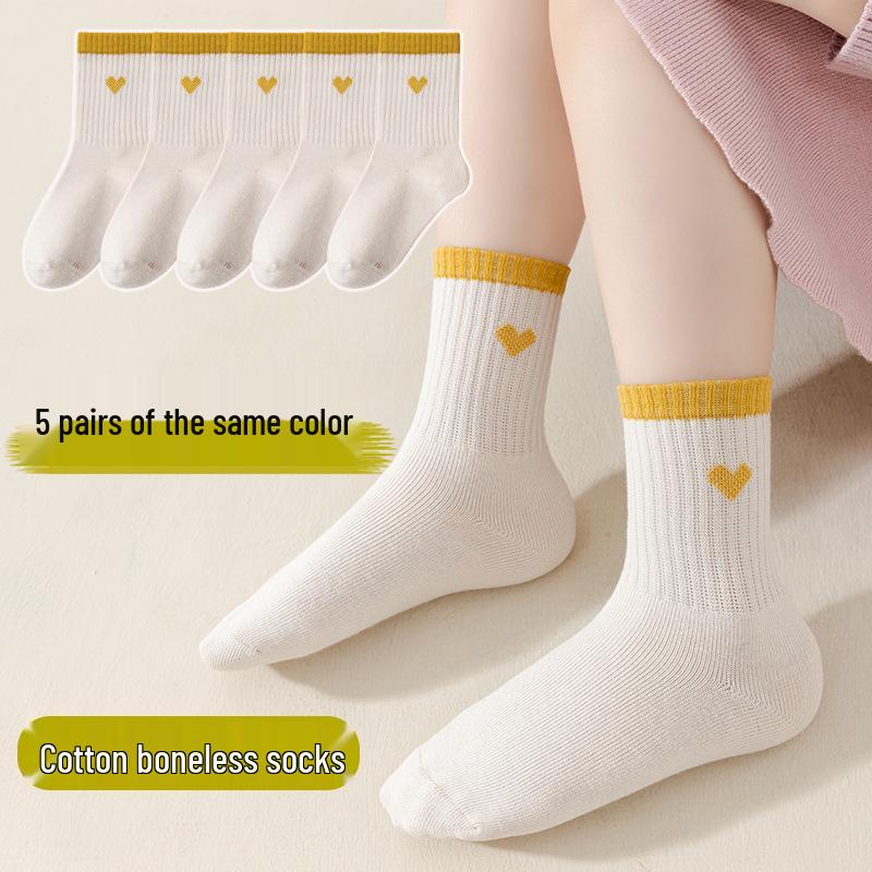 

Girls’ Boneless Cotton Mid-Calf Socks - Breathable, Deodorant, Spring/Autumn Style XL: Fits Shoe Size 33-37, 9 Years and Up