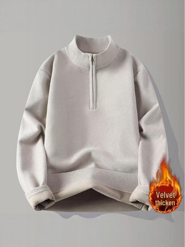 Herren Winter Fleece Halbhoher Kragen Strickware