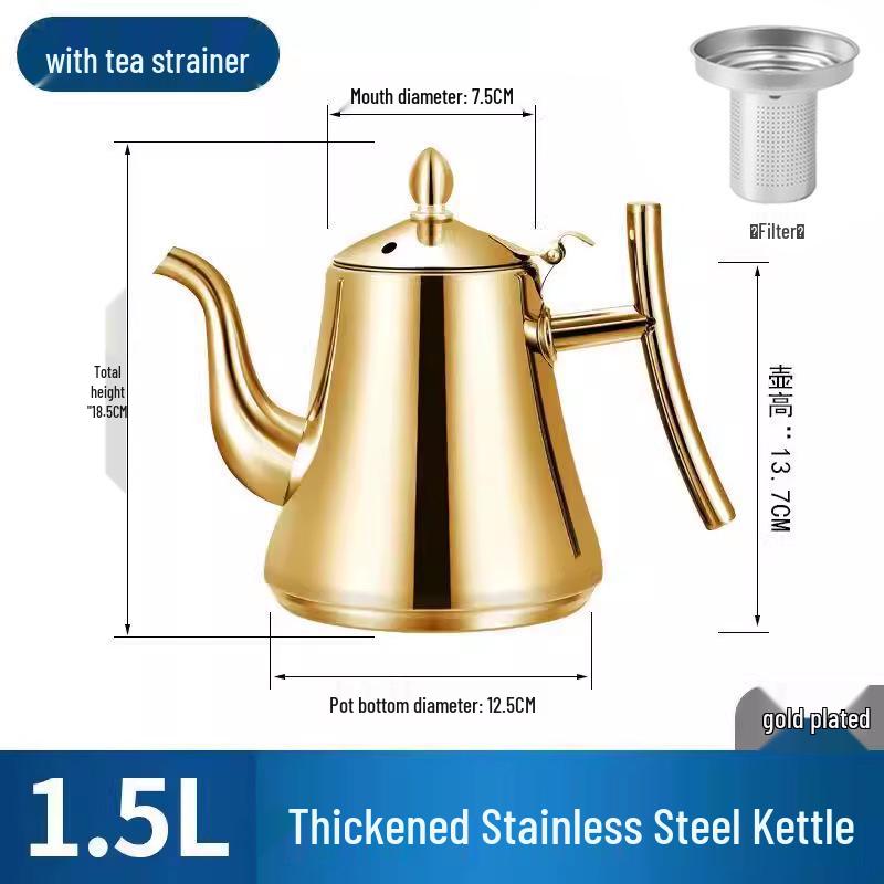 Stainless Steel Kashi Teapot & Coffee Pot with Filter, Cold Water Kettle for Induction Cooker, Light Luxury Design