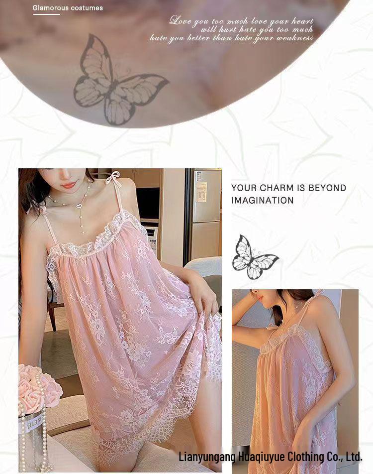 Sling Czyste Pragnienie Czarna Siateczka Duże Rozmiary Koronkowa Koszulka Nocna dla Kobiet