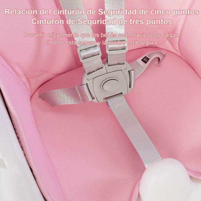 K IKIDO - Chaise Haute Bébé,chargé 15kg-Évolutive-De 6 Mois À 3 Ans,chaise Confortable Avec Harnais 5 Points, Rose