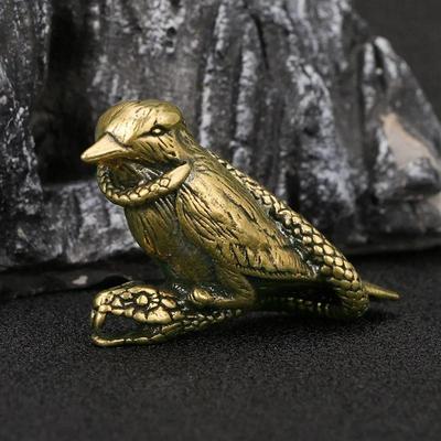 Miedziany Ptak Zaplątany Przez Węża Mała Ozdoba Antyczne Mosiężne Figurki Zwierząt Miniaturowe Wystrój Domu Dekoracja Pulpitu