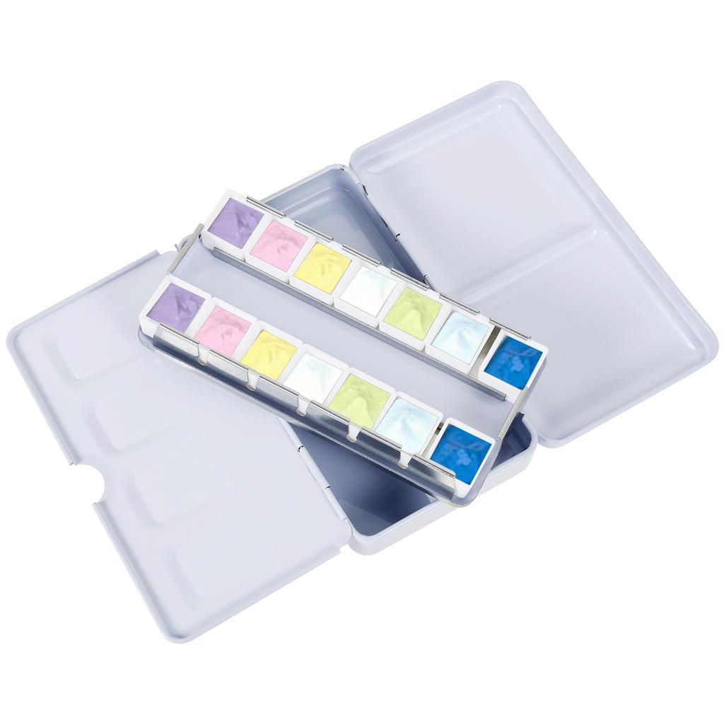Empty Watercolor Palette with Full/Half Pans Fold-out Mixing Painting Tray-Portable Travel Watercolor Palette for Watercolor