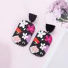 Colorblock Lightweight Acrylic Flower Earrings - Retro Party Jewelry for Women