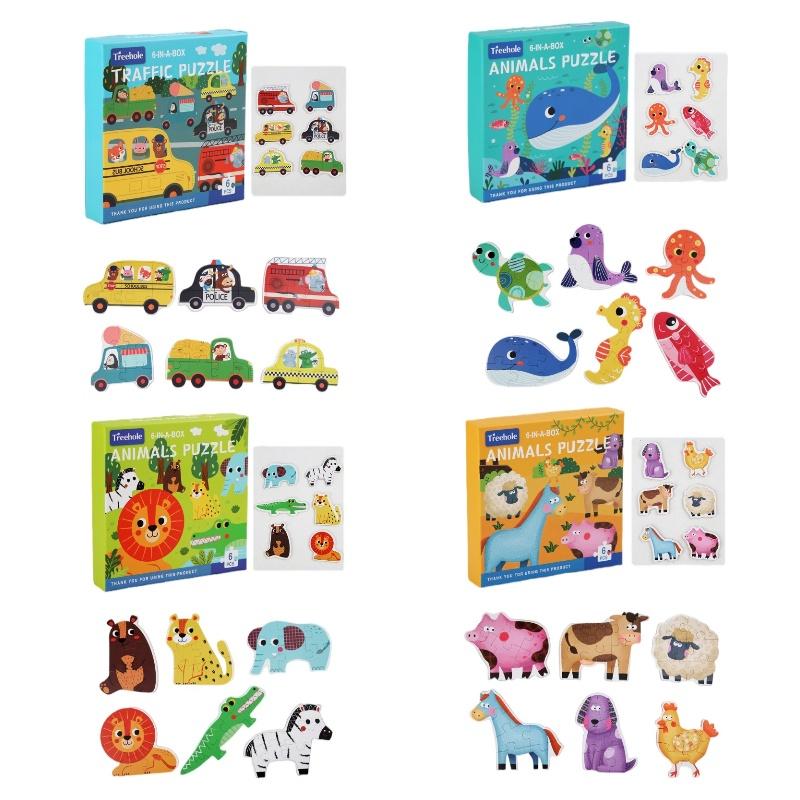 Wooden Puzzle Set Farm Forest Ocean Traffic Themes