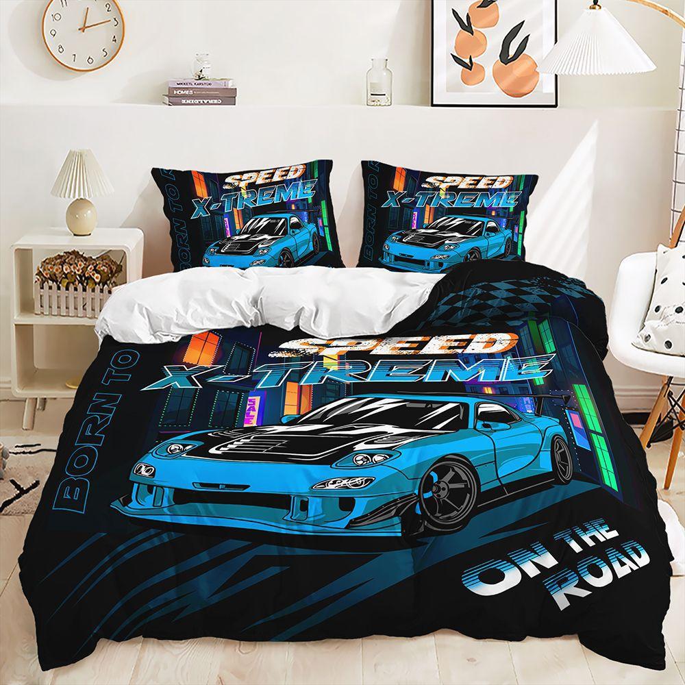 Three-Piece Racing Off-Road Vehicle Quilt Cover Two-Piece Bedding Kit For Boys
