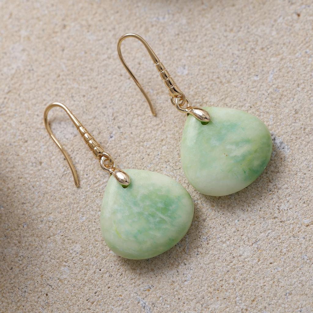 Luxury natural stone water drop earrings, simple luxury plated real gold earrings, French retro women's earrings.