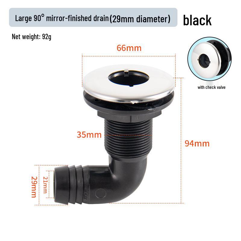 90° Marine Sewage Drain Outlet for Yacht Hull - Black/White