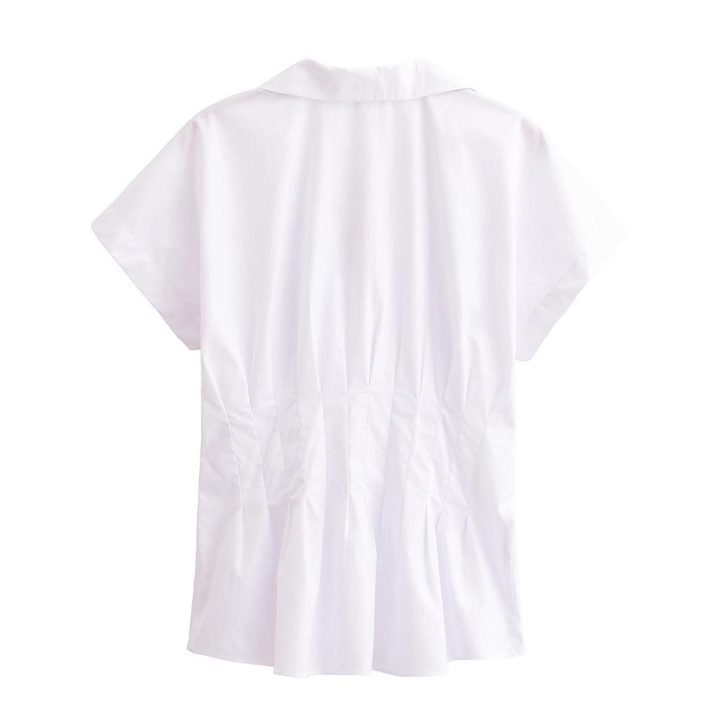 Spring 2025 Women's European & American Style Slim V-Neck Casual Shirt