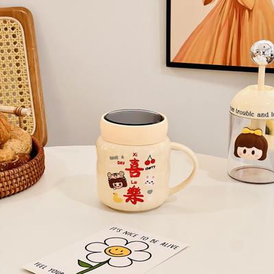 National Trend Blessing Keramiktasse mit Deckel Haushaltsbecher Cartoon Niedlich Spiegeltasse Hochzeits-Schwester Handgeschenk Wasserbecher